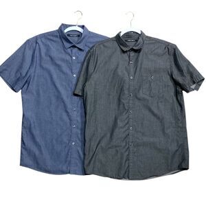 AXIST Men’s Chambray Short Sleeve Button-Down Shirts – 2 Pack Bundle Size Large